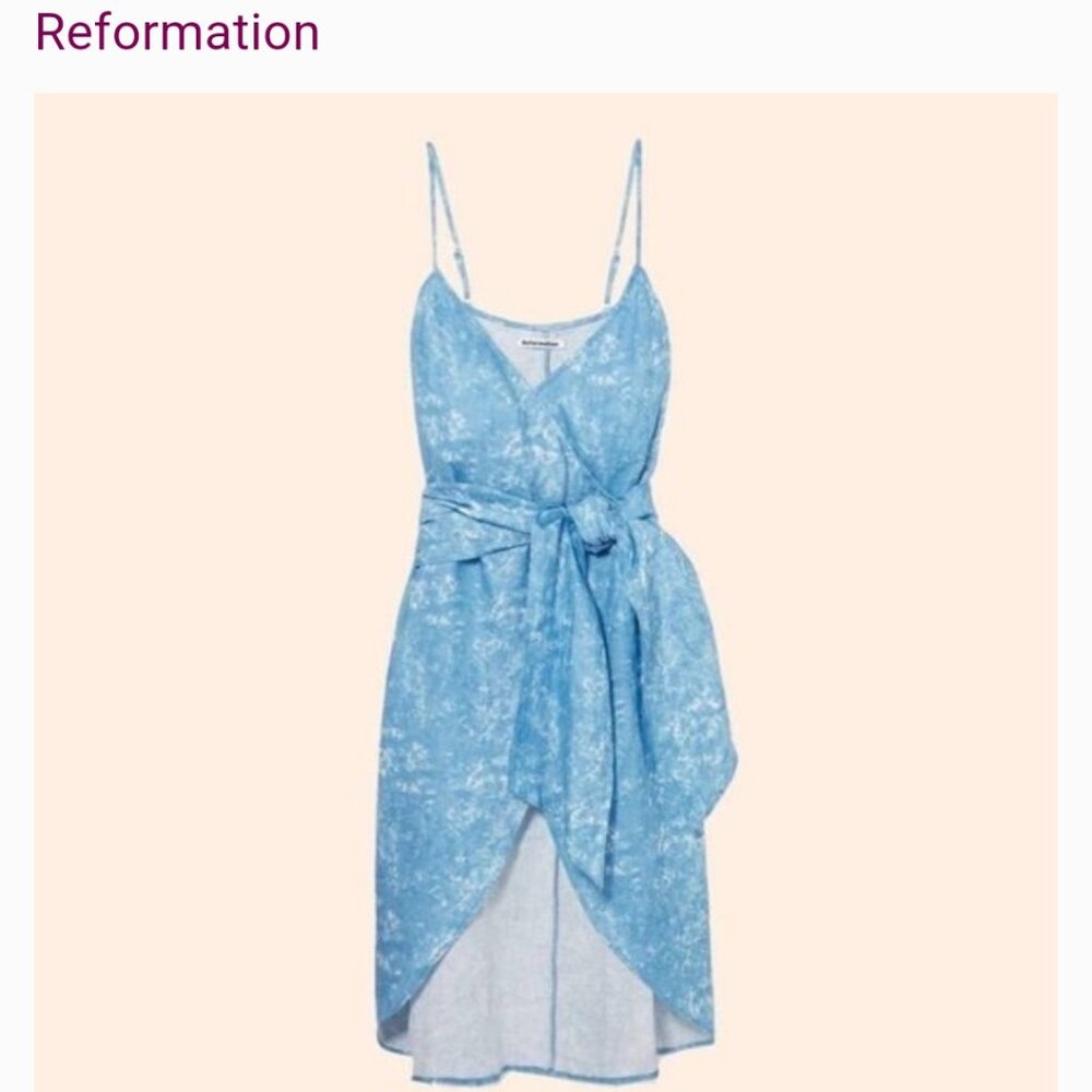 Reformation Court Linen wrap dress